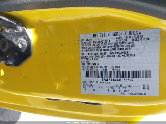 Aukcja sprzedaży 2004 Ford Mustang, vin: 1FAFP44644F159527, numer aukcji: 44722549