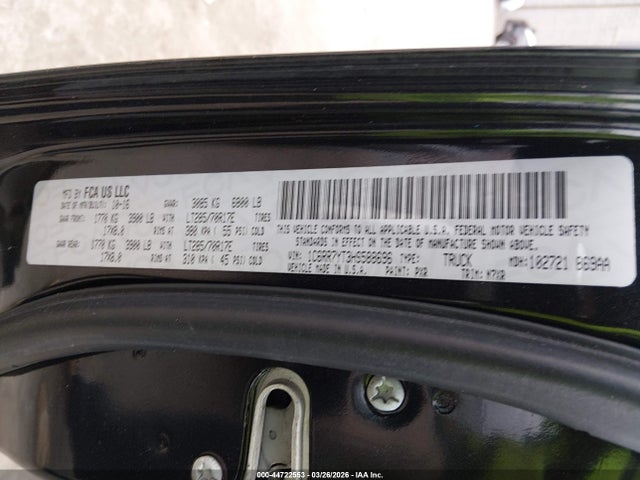 Продажа на аукционе авто 2017 Ram 1500 Rebel  4x4 5'7 Box, vin: 1C6RR7YT3HS588696, номер лота: 44722553