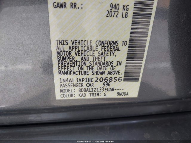Nissan Altima 2.5 Sv 2017 1N4AL3AP1HC206856 Image 9