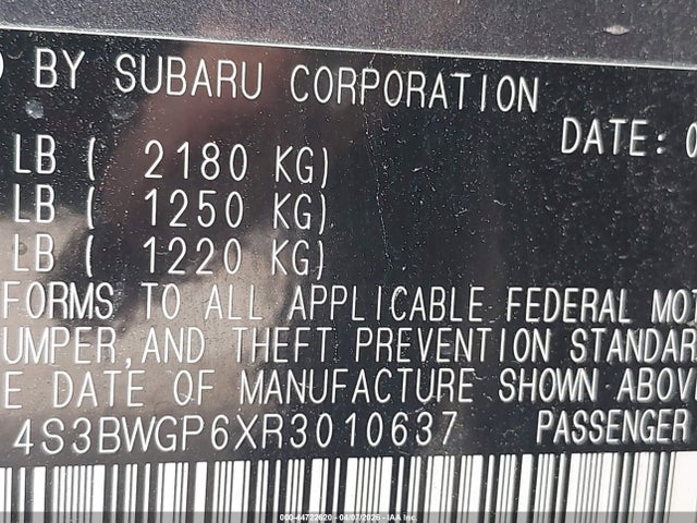 Продаж на аукціоні авто 2024 Subaru Legacy Touring Xt, vin: 4S3BWGP6XR3010637, номер лоту: 44722620