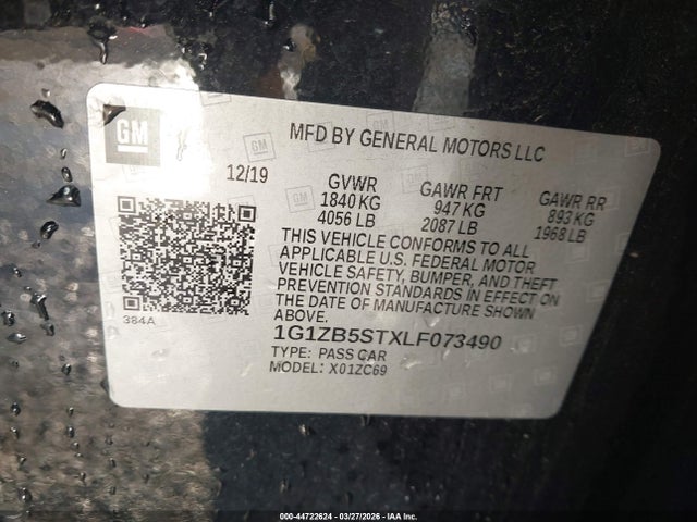 Продаж на аукціоні авто 2020 Chevrolet Malibu Fwd Ls, vin: 1G1ZB5STXLF073490, номер лоту: 44722624