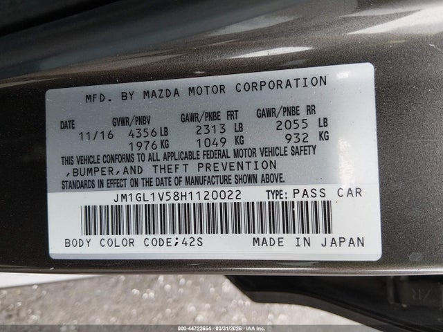 JM1GL1V58H1120022 Mazda Mazda6 Touring