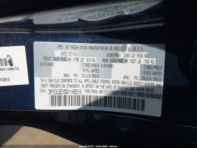 3MYDLBZV9GY146515 Scion IA