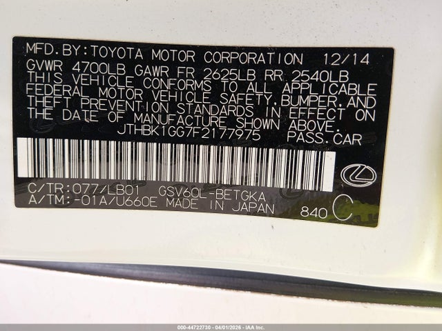 Lexus Es 350 Crafted Line 2015 JTHBK1GG7F2177975 Image 9