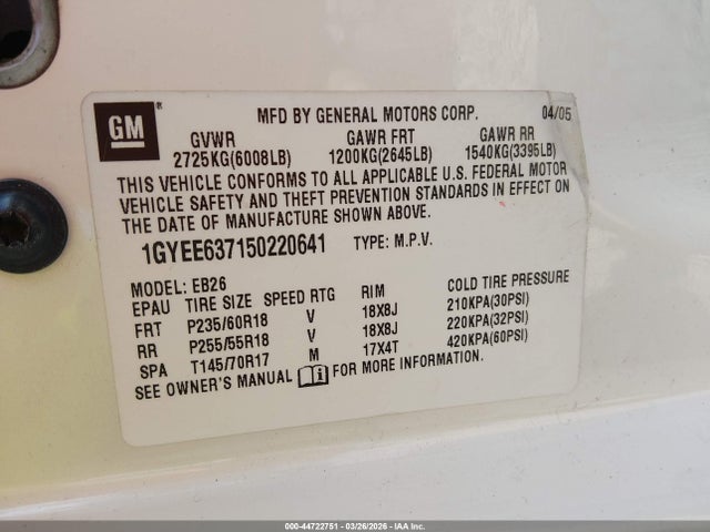 2005 CADILLAC SRX 1GYEE637150220641 Photo 8