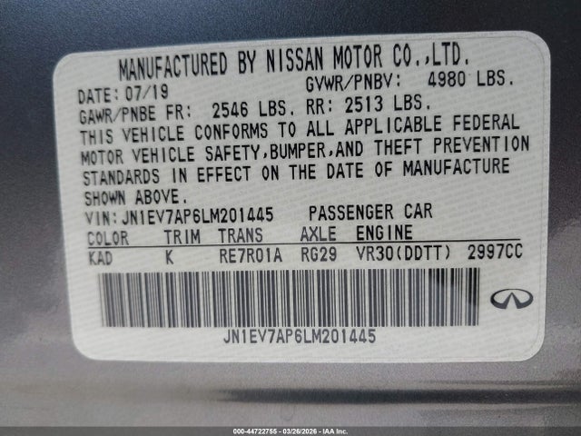 2020 INFINITI Q50 JN1EV7AP6LM201445 Photo 8