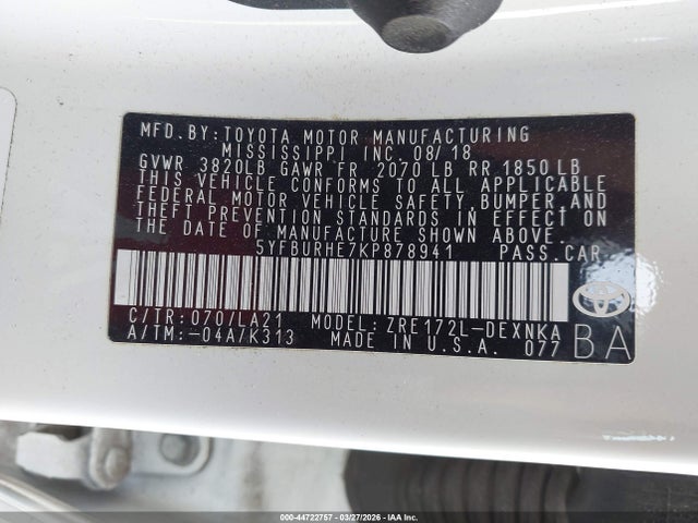 Toyota Corolla Xle 2019 5YFBURHE7KP878941 Image 9