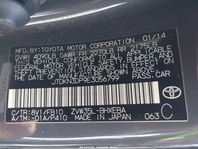 Toyota PRIUS PLUG-IN 2014 JTDKN3DP9E3056799 Image 9