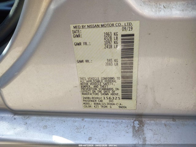1N4BL4EVXLC156325 Nissan Altima Sl Fwd