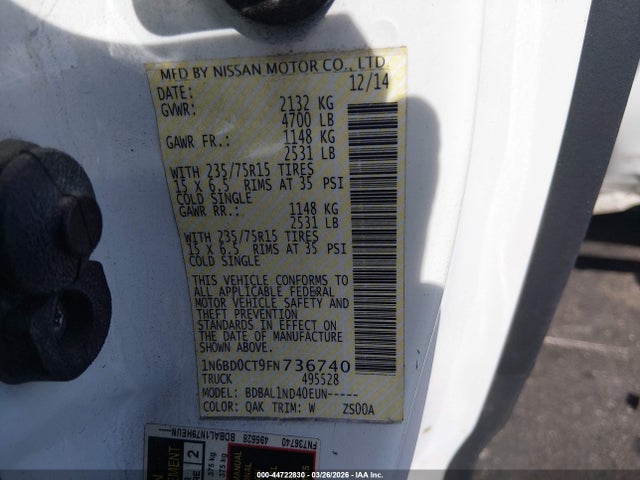 Nissan FRONTIER S 2015 1N6BD0CT9FN736740 Image 9