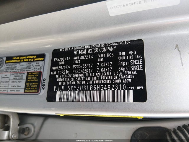 5XYZU3LB6HG492310 Hyundai Santa Fe Sport 2.4l