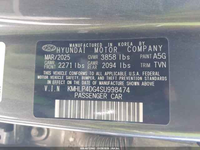 KMHLP4DG4SU998474 Hyundai Elantra Limited