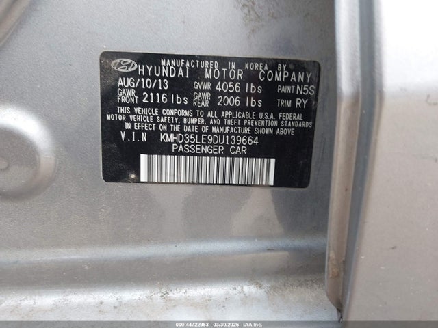 Продажа на аукционе авто 2013 Hyundai Elantra Gt, vin: KMHD35LE9DU139664, номер лота: 44722953
