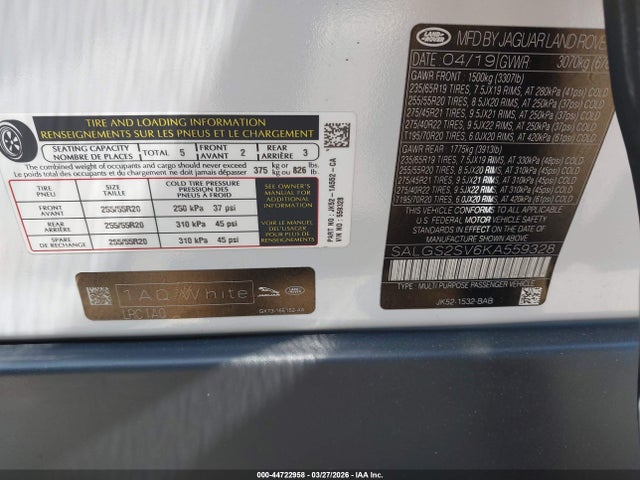 2019 LAND ROVER RANGE ROVER SALGS2SV6KA559328 Photo 8