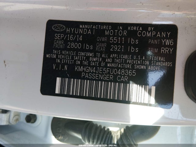 2015 HYUNDAI GENESIS KMHGN4JE5FU048365 Photo 8