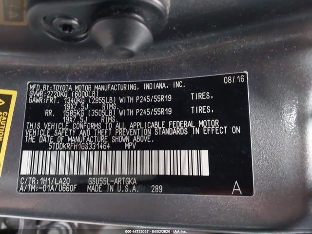 5TDDKRFH1GS331464 Toyota Highlander Limited V6