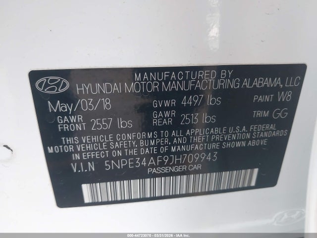 5NPE34AF9JH709943 Hyundai Sonata Limited