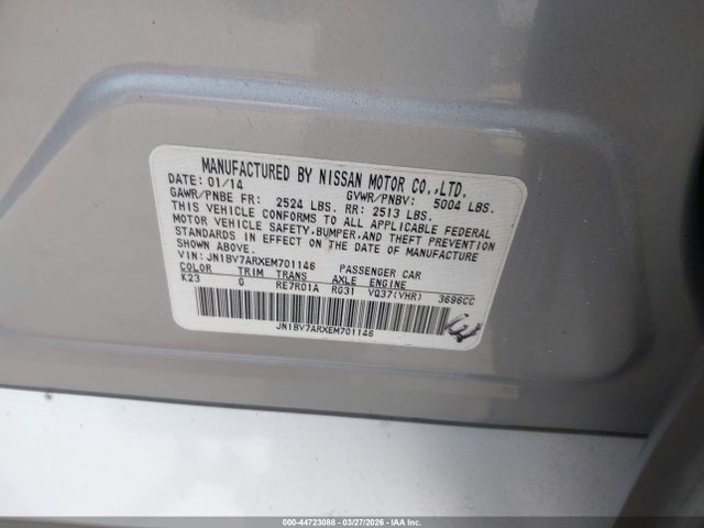 2014 Infiniti Q50 Premium მანქანა იყიდება აუქციონზე, vin: JN1BV7ARXEM701146, აუქციონის ნომერი: 44723088