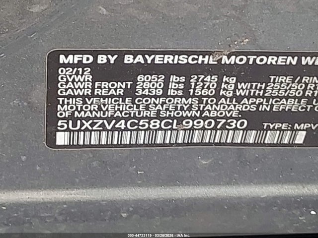 2012 BMW X5 5UXZV4C58CL990730 Photo 8