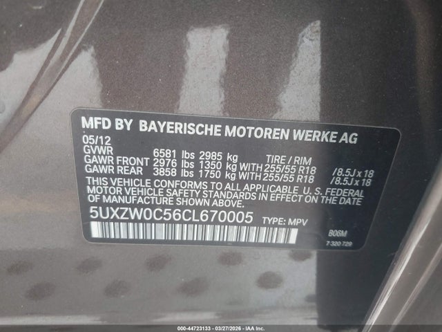 2012 BMW X5 5UXZW0C56CL670005 Photo 8