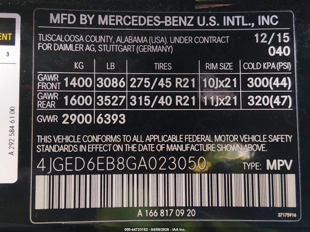 2016 Mercedes-benz Gle 450 Amg Coupe 4matic მანქანა იყიდება აუქციონზე, vin: 4JGED6EB8GA023050, აუქციონის ნომერი: 44723152