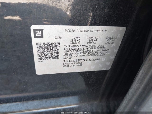 1G1ZD5ST1LF121744 Chevrolet Malibu Fwd Lt