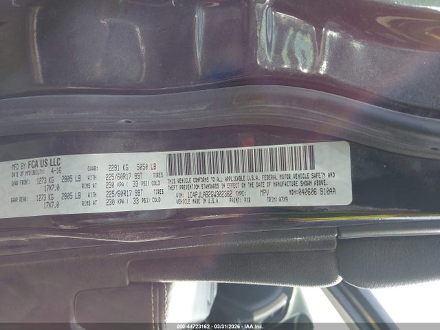 Продажа на аукционе авто 2016 Jeep Cherokee Sport, vin: 1C4PJLAB2GW302362, номер лота: 44723162