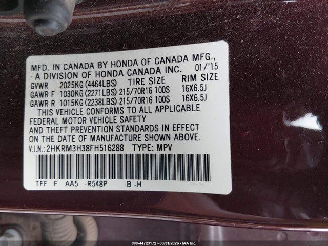 Honda CR-V LX 2015 2HKRM3H38FH516288 Image 9