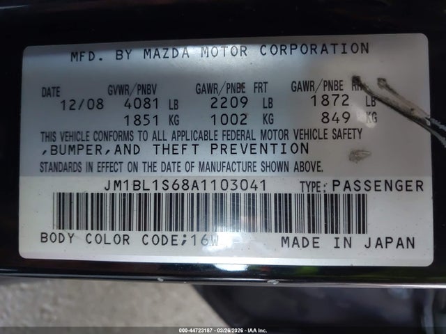 Auction sale of the 2010 Mazda Mazda3 S Grand Touring, vin: JM1BL1S68A1103041, lot number: 44723187