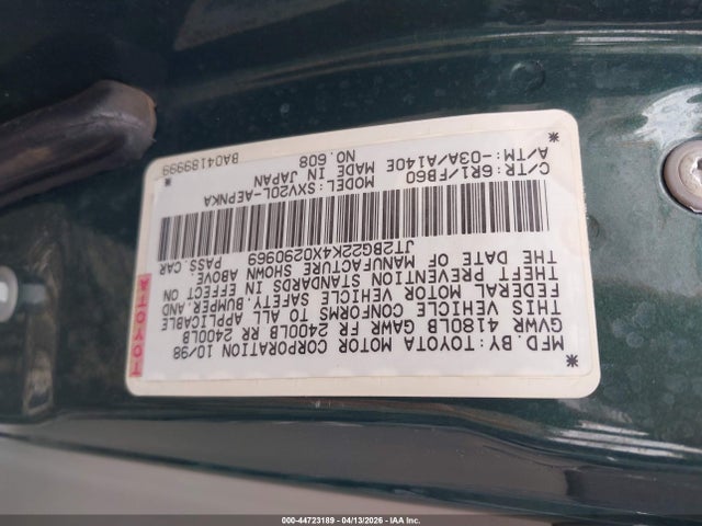 Продаж на аукціоні авто 1999 Toyota Camry Ce/le/xle, vin: JT2BG22K4X0290969, номер лоту: 44723189