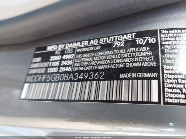 2011 MERCEDES-BENZ E 350 WDDHF5GB0BA349362 Photo 8