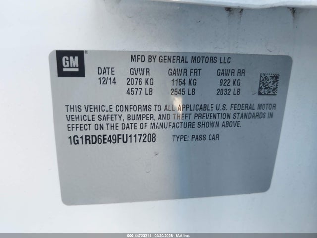 Chevrolet Volt 2015 1G1RD6E49FU117208 Image 9