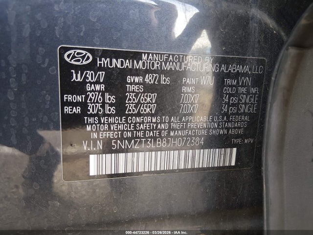 5NMZT3LB8JH072384 Hyundai Santa Fe Sport 2.4l