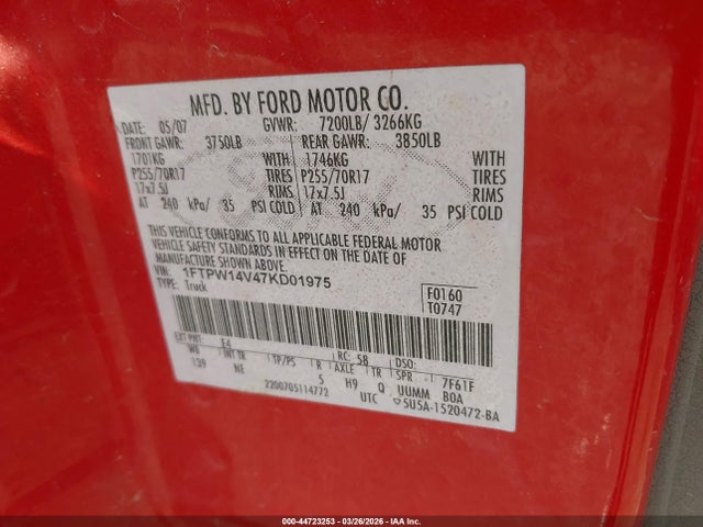 2007 FORD F-150 1FTPW14V47KD01975 Photo 8