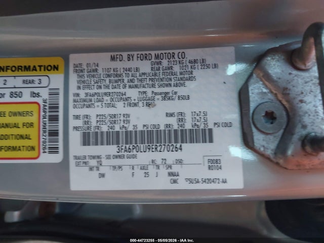 44723255 :رقم المزاد ، 3FA6P0LU9ER270264 vin ، 2014 Ford Fusion Hybrid Se مزاد بيع