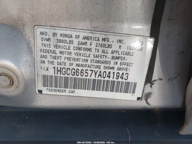 2000 HONDA ACCORD 1HGCG6657YA041943 Photo 8