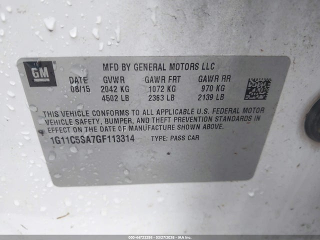 Auction sale of the 2016 Chevrolet Malibu Limited Lt, vin: 1G11C5SA7GF113314, lot number: 44723298