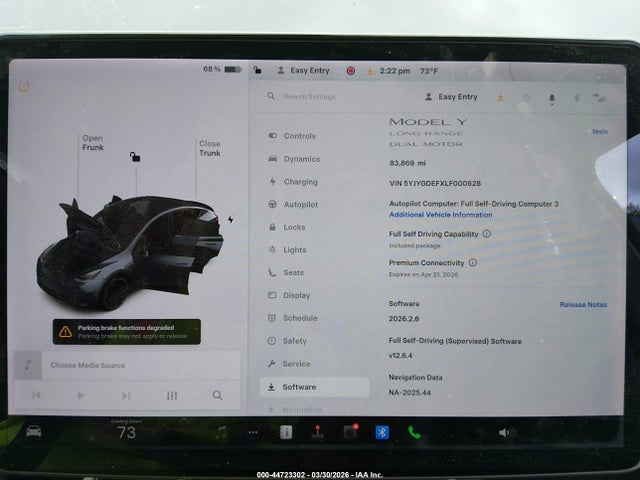 Aukcja sprzedaży 2020 Tesla Model Y Long Range Dual Motor All-wheel Drive/performance Dual Motor All-wheel Drive, vin: 5YJYGDEFXLF000628, numer aukcji: 44723302
