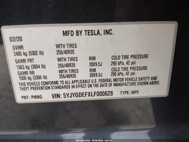 Aukcja sprzedaży 2020 Tesla Model Y Long Range Dual Motor All-wheel Drive/performance Dual Motor All-wheel Drive, vin: 5YJYGDEFXLF000628, numer aukcji: 44723302