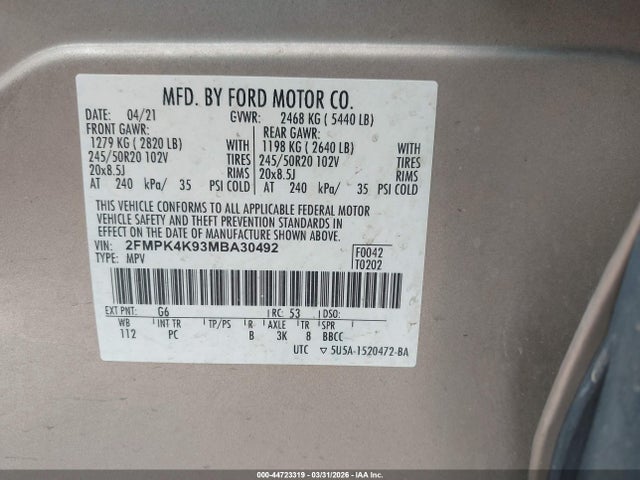 Ford Edge Titanium 2021 2FMPK4K93MBA30492 Image 9
