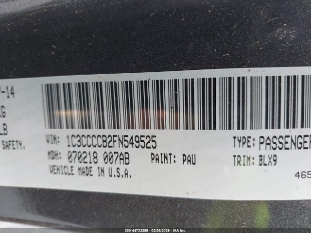 2015 Chrysler 200 C მანქანა იყიდება აუქციონზე, vin: 1C3CCCCB2FN549525, აუქციონის ნომერი: 44723358
