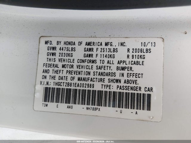 Honda Accord Ex-l V-6 2014 1HGCT2B81EA002989 Image 9