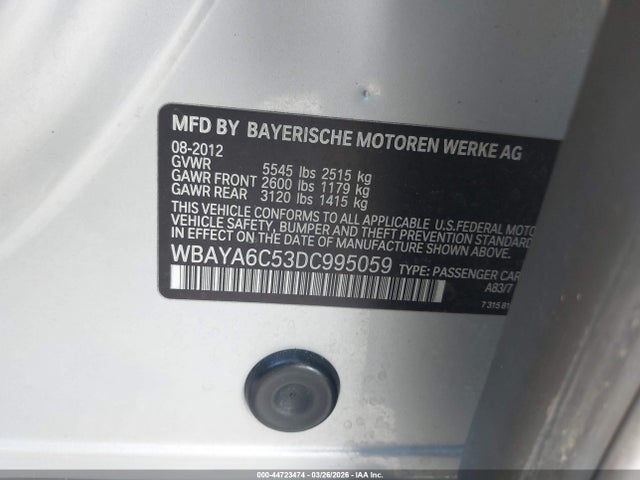 44723474 :رقم المزاد ، WBAYA6C53DC995059 vin ، 2013 Bmw 740i مزاد بيع