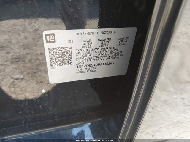 Продаж на аукціоні авто 2023 Chevrolet Malibu Fwd 1lt, vin: 1G1ZD5ST2PF115263, номер лоту: 44723477