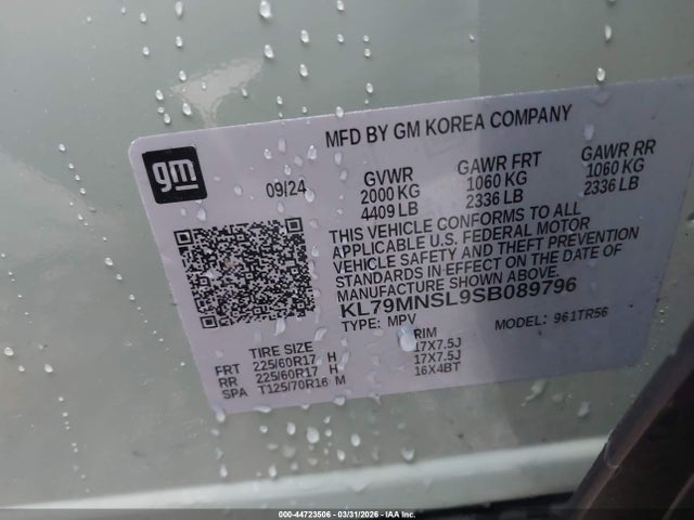 KL79MNSL9SB089796 Chevrolet Trailblazer Awd Ls