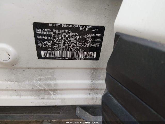 2025 Subaru Forester Premium მანქანა იყიდება აუქციონზე, vin: JF2SLDDC7SH560454, აუქციონის ნომერი: 44723505