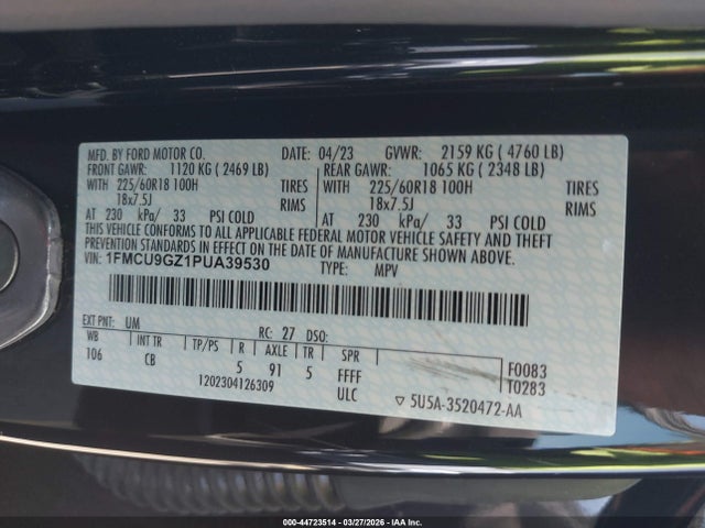 Ford Escape Active 2023 1FMCU9GZ1PUA39530 Image 9