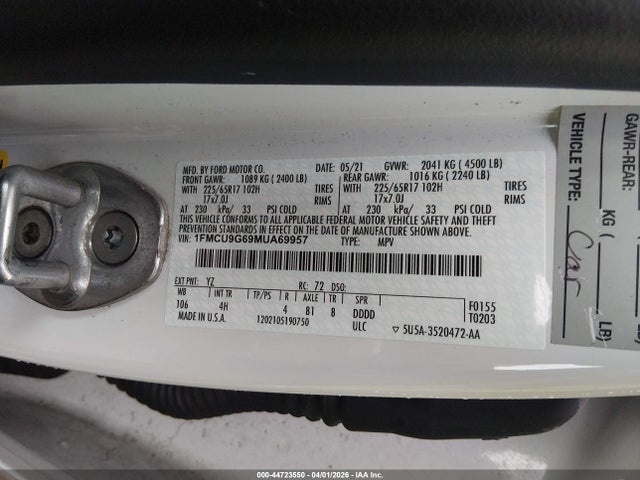 2021 FORD ESCAPE 1FMCU9G69MUA69957 Photo 8