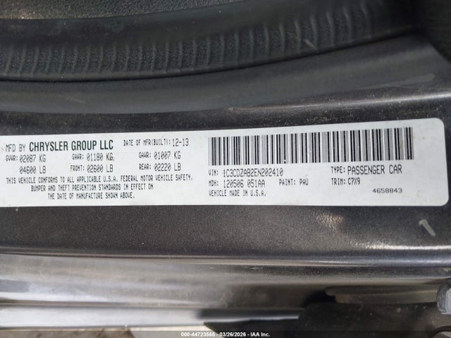 Dodge AVENGER SE 2014 1C3CDZAB2EN202410 Image 9
