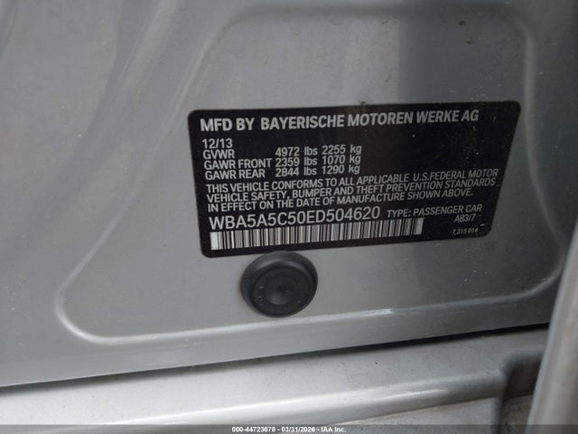 44723678 :رقم المزاد ، WBA5A5C50ED504620 vin ، 2014 Bmw 528i مزاد بيع